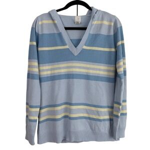 Joie Blue Striped Knit V-Neck Pullover Hoodie Sweater XS NWOT CNO10011 Nautical